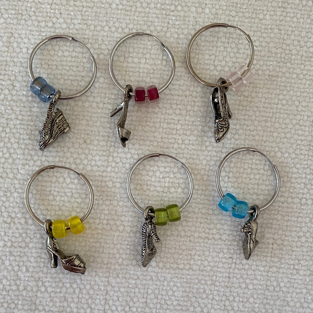 Silver High Heel Charm Wine Glass Charms